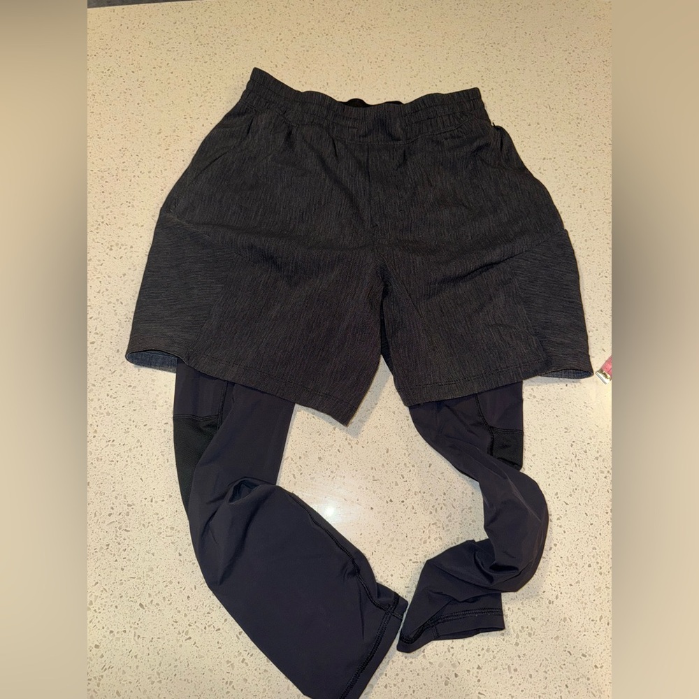 Lululemon Men Small 6’ Shorts with Leggings embedded - Black NWOT